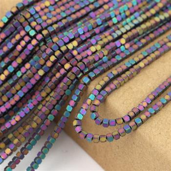 Hematyt kostka fasetowana multikolor MAT 2mm [sznur 40cm]