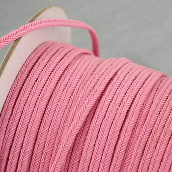 Sznurek sutasz prążkowany 4mm różowy [1metr]