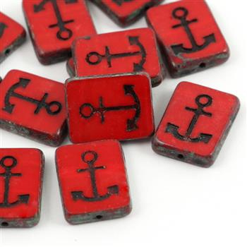 Anchor Beads Opaque Red Travertine Jet 15x12mm