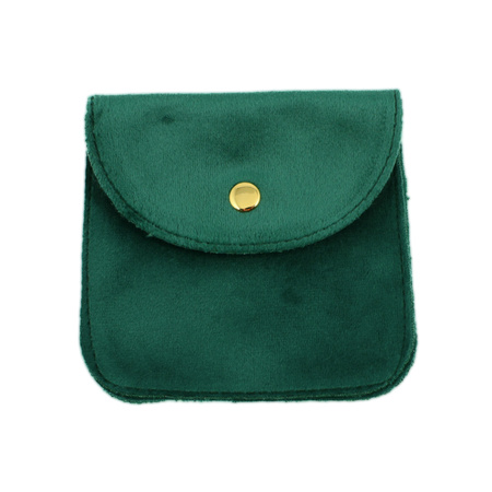 Welurowa torebka kieszonka z zatrzaskiem zielona szmaragdowa 10x10cm