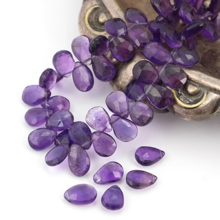 Ametyst łezka fasetowana 10-13x8mm