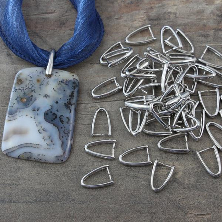 Krawatka metalowa srebrna gładka 15mm