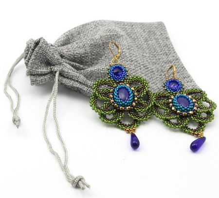 Woreczek lniany splot szary 14x10cm