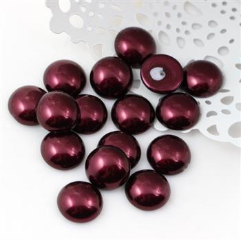 Glass Pearl Cabochon Burgundy 14mm