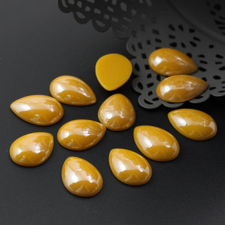 Kaboszon ceramiczny luster zółty łezka 18x13mm