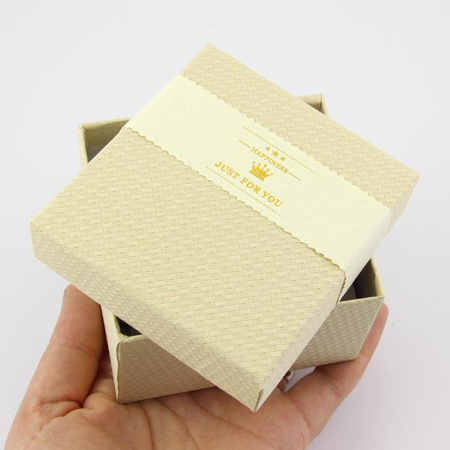 Pudełko ozdobne z poduszką kremowe "CROWN" 9x9x6cm