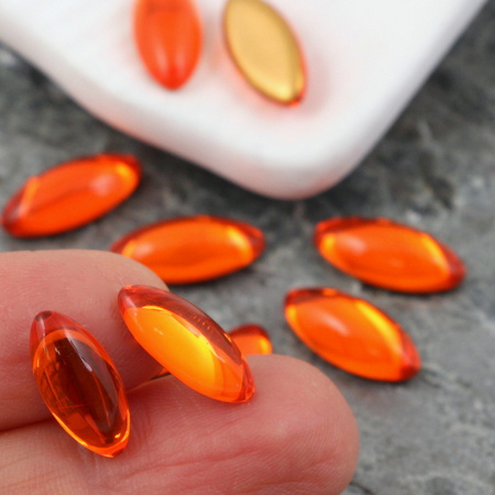 Kaboszon szklany Hyacinth - Gold Matte Foiled wrzeciono 15x7mm