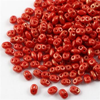 SuperDuo 2.5x5mm Gold Marbled Opaque Red [5g]