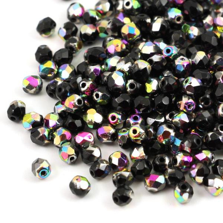 Fire Polish 4mm Jet Vitrail [20szt]