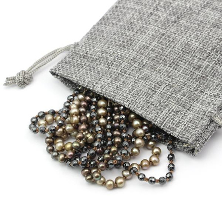 Woreczek lniany splot szary 14x10cm