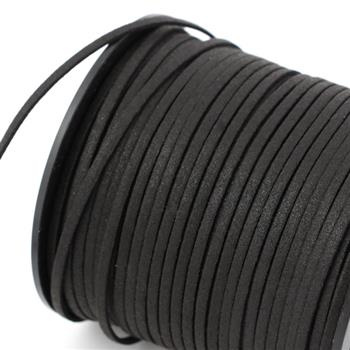 Rzemień zamszowy płaski czarny brokat 3x1mm [1metr]