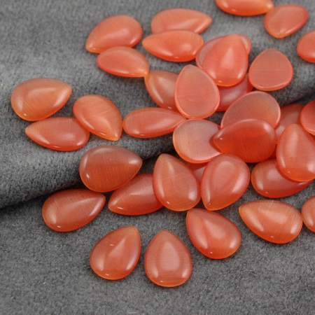 Kaboszon kocie oko łezka pomarańczowa 14x10mm