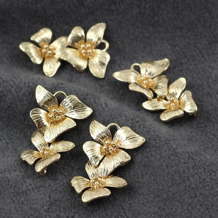 Ozdobne kwiaty złote łącznik HQ 25x12mm