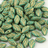 Listek szklany Opaque Turquoise Green Matte Golden Patina 11x7mm [10szt]