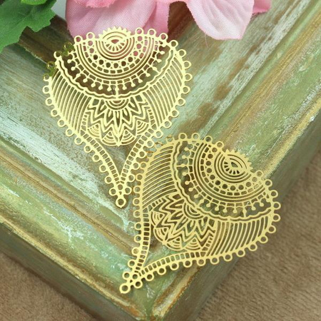 Baza ażurowa stal szlachetna pozłacana 43x35mm