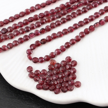 Granat moneta fasetowana 4mm [20szt]