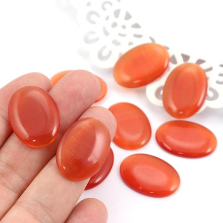 Kaboszon kocie oko owal pomarańczowy 25x18mm