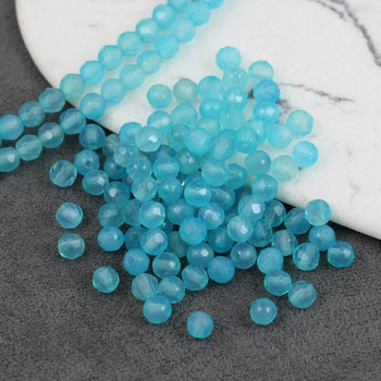 Agat brazylijski kula fasetowana błękitna 4mm [10szt]