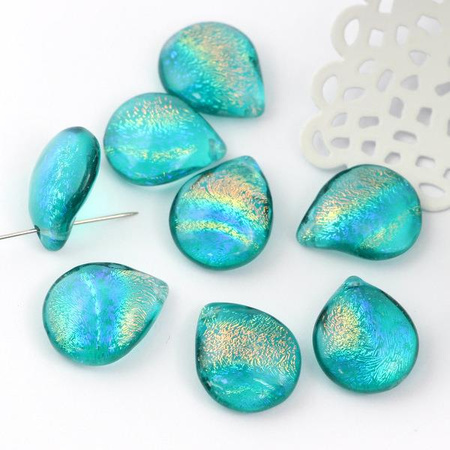 Szklana łezka dichroic zielona 18x13mm