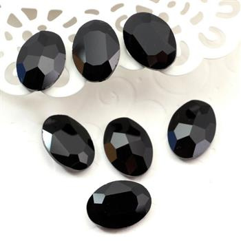 Kaboszon szklany owal fasetowany jet 18x13mm