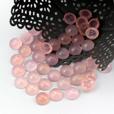 Kaboszon agat brazylijski moneta różowa 9mm