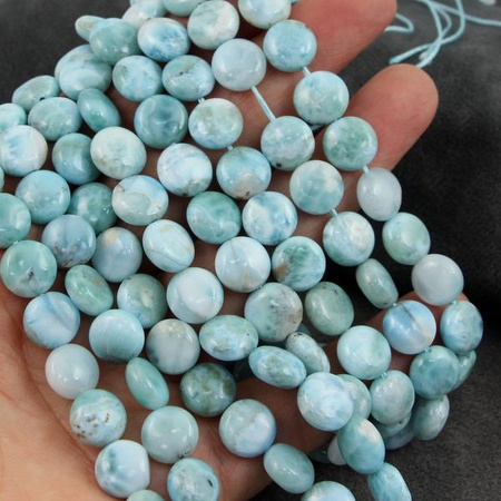 Larimar moneta gładka 10mm