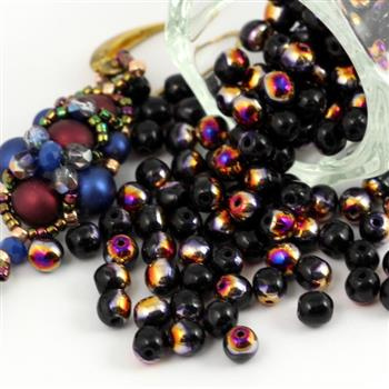 Round Beads Jet Sliperit 4mm [50szt]
