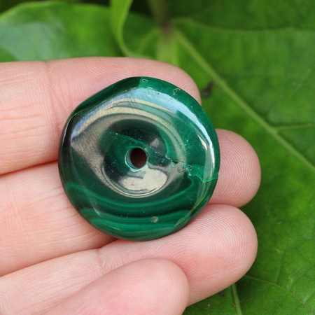 Zawieszka malachit naturalny donut 28mm