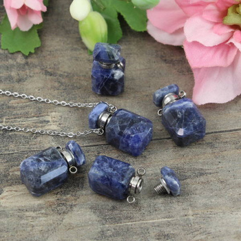 Sodalit zawieszka perfumetka z odkręcanym korkiem 19x10mm