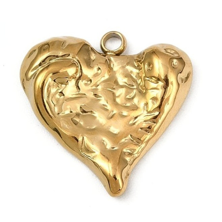 Zawieszka serce falowane stal szlachetna pozłacana 18mm