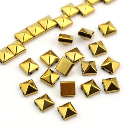 Hematyt piramidka ciemna złota 6x6mm [10szt]