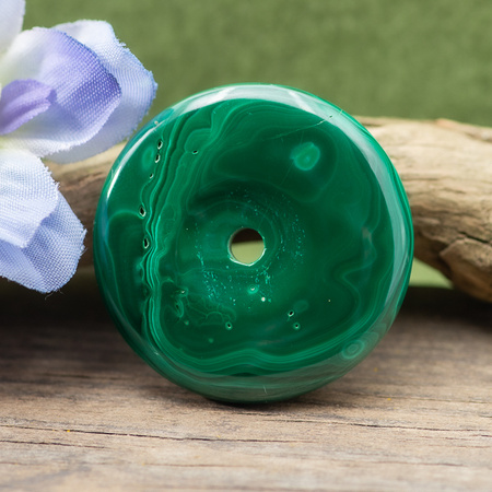 Zawieszka malachit naturalny donut 31mm
