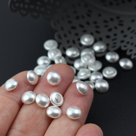 Glass Pearl Cabochon Bright White 8mm