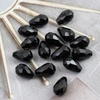 Kryształek szklany kropla fasetowana czarna 15x10mm