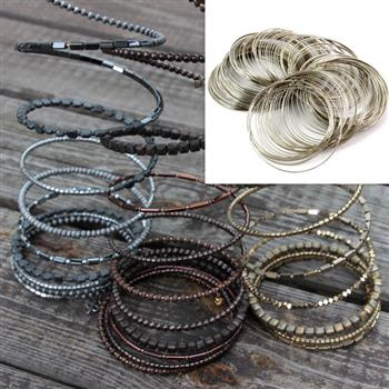 Drut pamięciowy na bransoletki srebrny stalowy 0,6mm/6cm [20 żeberek]