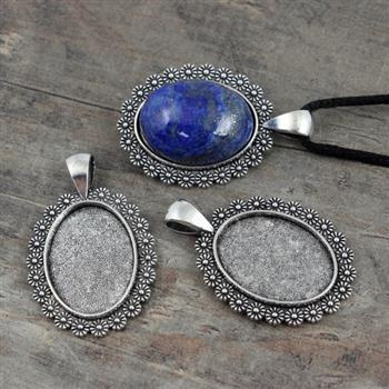 Baza do kaboszonu srebrna owal 25x18mm [1szt]