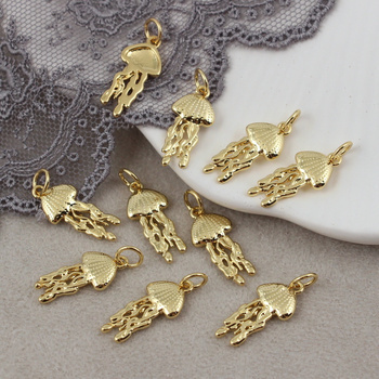 Zawieszka meduza mosiądz złocony 19x8mm