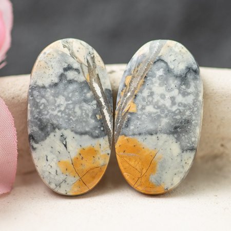 Kaboszony jaspis maligano 26x14x4mm [para]