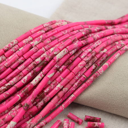 Jaspis lazurowe wybrzeże wałek gładki różowy 13x4mm