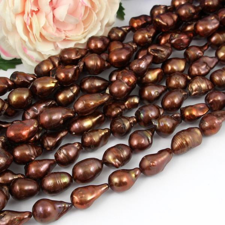 Perła słodkowodna baroque brązowa podłużna