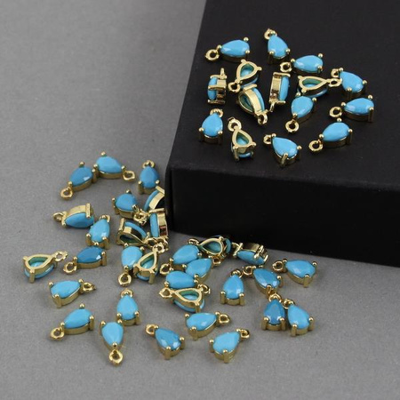 Zawieszka w złotej oprawie łezka turquoise deluxe 8x4mm [2szt]