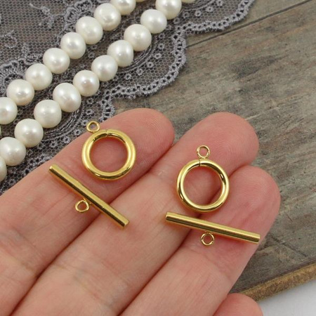 Zapięcie toggle stal szlachetna pozłacana PVD 12mm