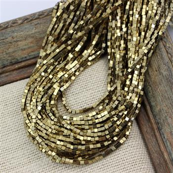 Hematyt złoty kostka 2mm [sznur 40cm]