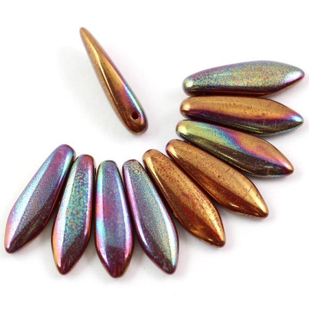 Dagger Opaque Coral Red Iris Luster 5x16mm [6szt]