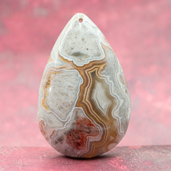 Zawieszka agat koronkowy łezka 57x37mm