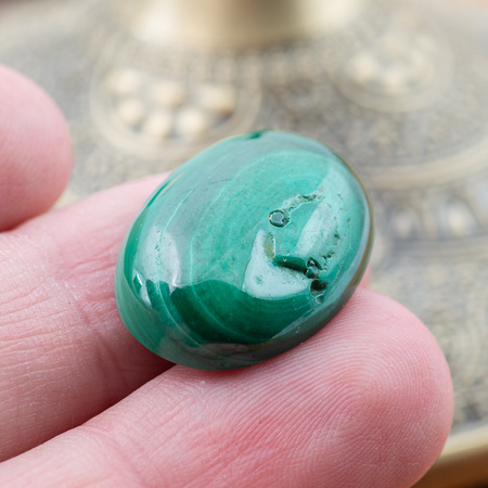 Kaboszon malachit naturalny owal 25x18mm II gat.