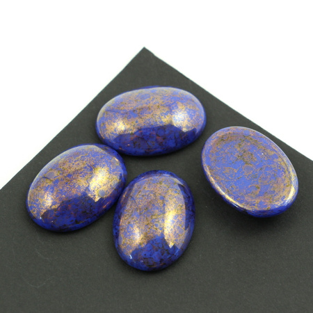 Kaboszon szklany Opaque Blue - Luster - Opaque Topaz/Pink owal 25x18mm