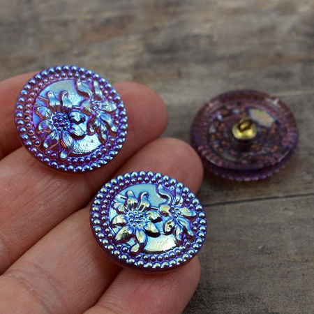 Guzik szklany kwiaty 23mm