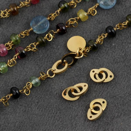 Łącznik kajdanki stal szlachetna pozłacana PVD 13x6mm