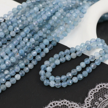 Akwamaryn kula fasetowana 3,5mm [sznur 39cm]